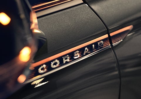The stylish chrome badge reading “CORSAIR” is shown on the exterior of the vehicle. | Brinson Lincoln of Athens in Athens TX